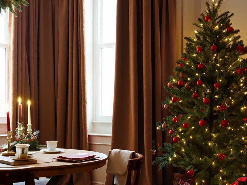 Christmas Ginger linen curtains