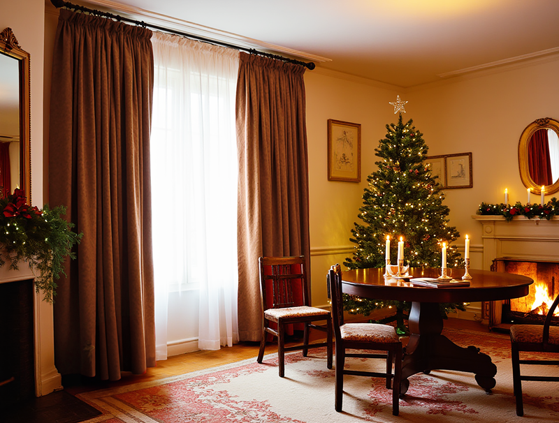 Christmas Ginger linen curtains