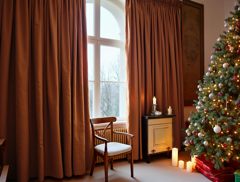 Christmas Ginger linen curtains