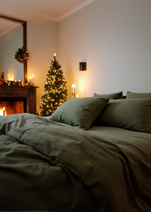 Christmas linen Khaki pillowcase