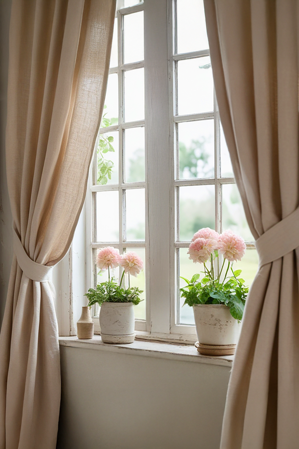 Caramel linen curtain