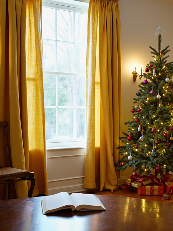 Christmas Marigold linen curtains