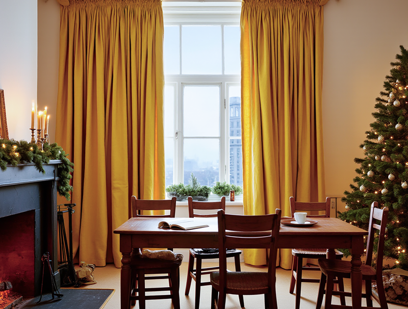 Christmas Marigold linen curtains