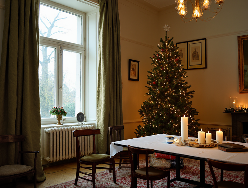 Christmas Khaki linen curtains