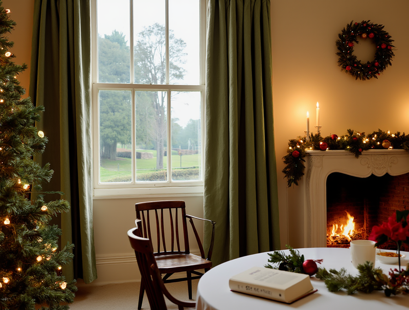 Christmas Khaki linen curtains