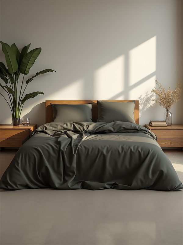 Taupe satin bedding set