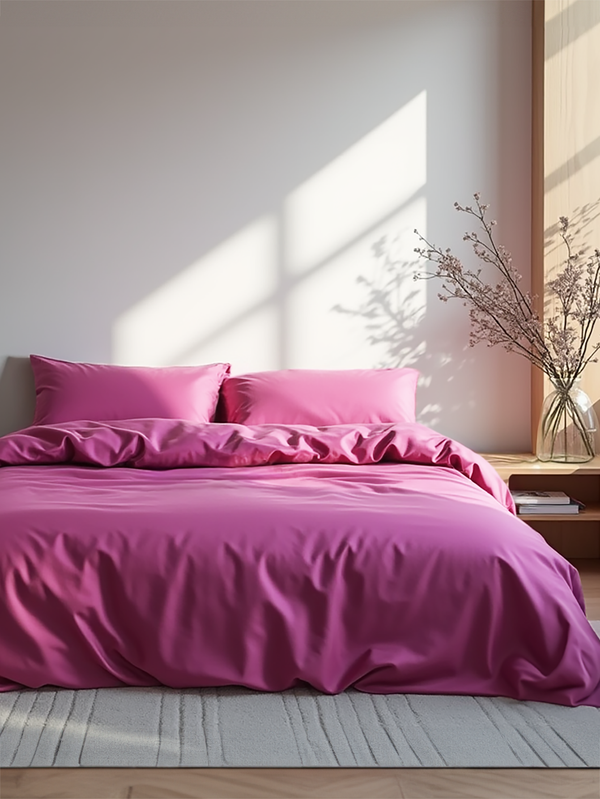 Fuchsia satin bedding set