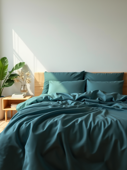 Dusty teal satin bedding set