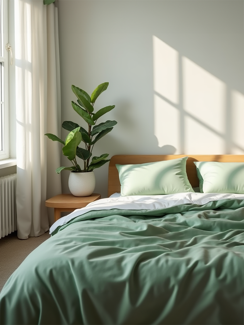 Sage satin bedding set