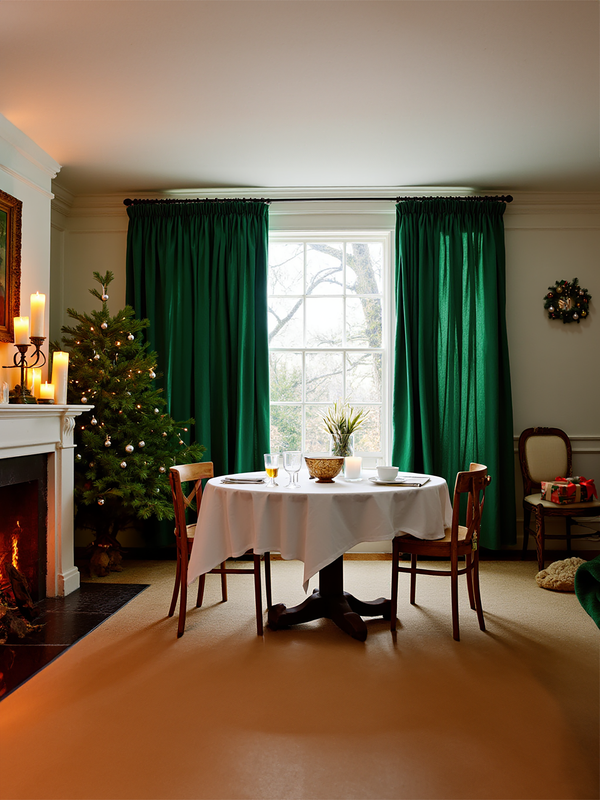 Christmas Verdant linen curtains