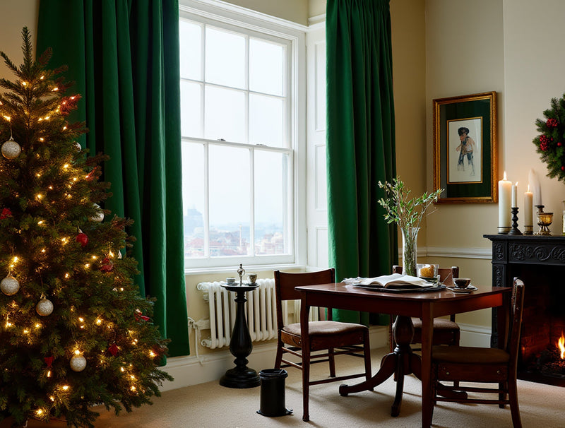 Christmas Verdant linen curtains