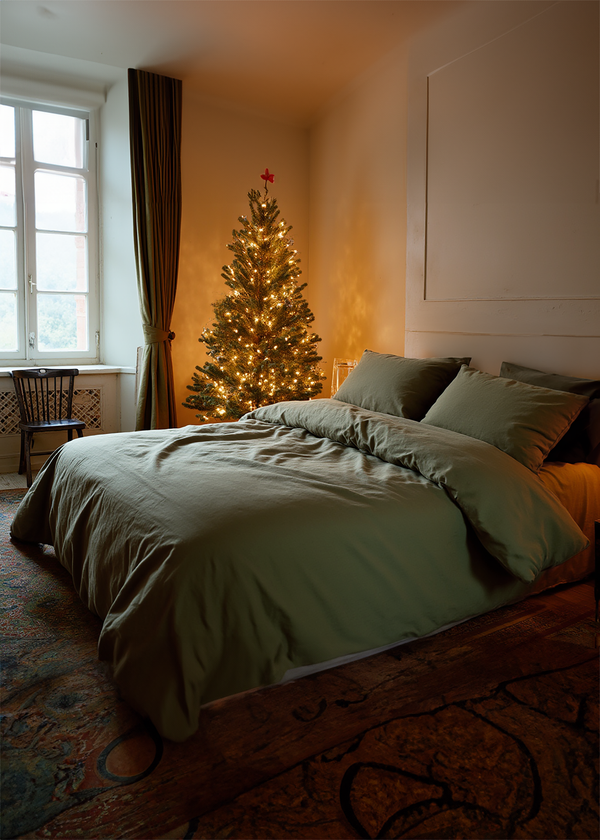 Christmas Khaki linen duvet cover
