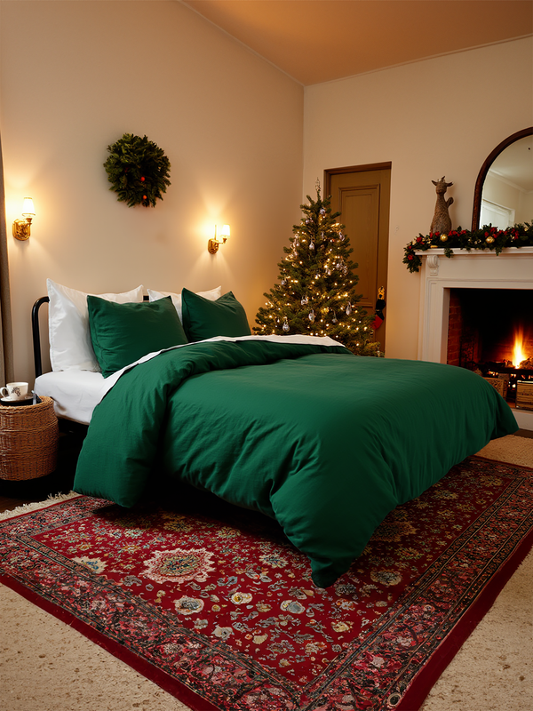 Christmas Verdant linen duvet cover