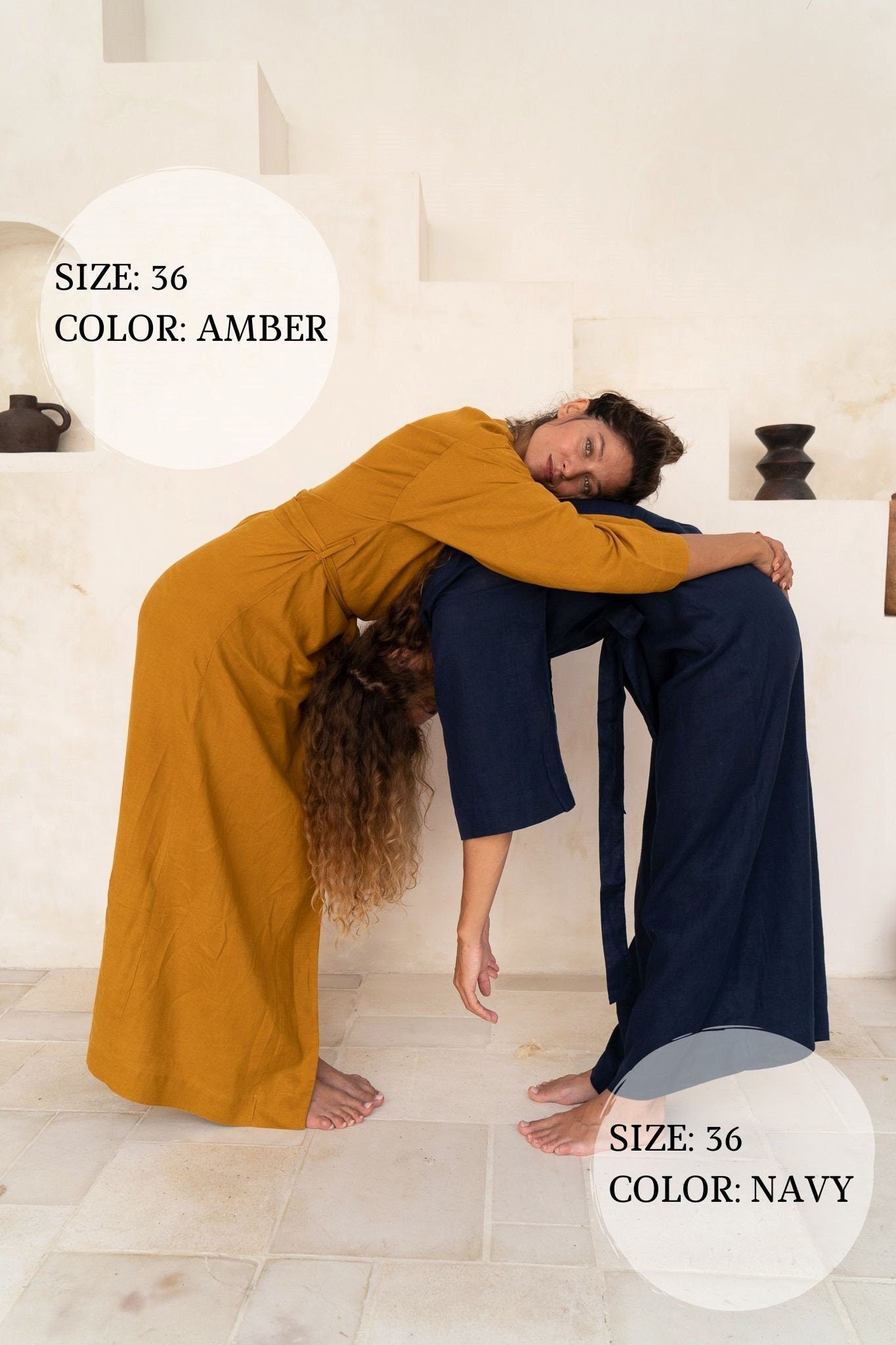 Cornflower linen kimono maxi dress Lexa Japanese kimono robe Softened linen long wrap dress Kimono wrap dress with belt Custom sizes