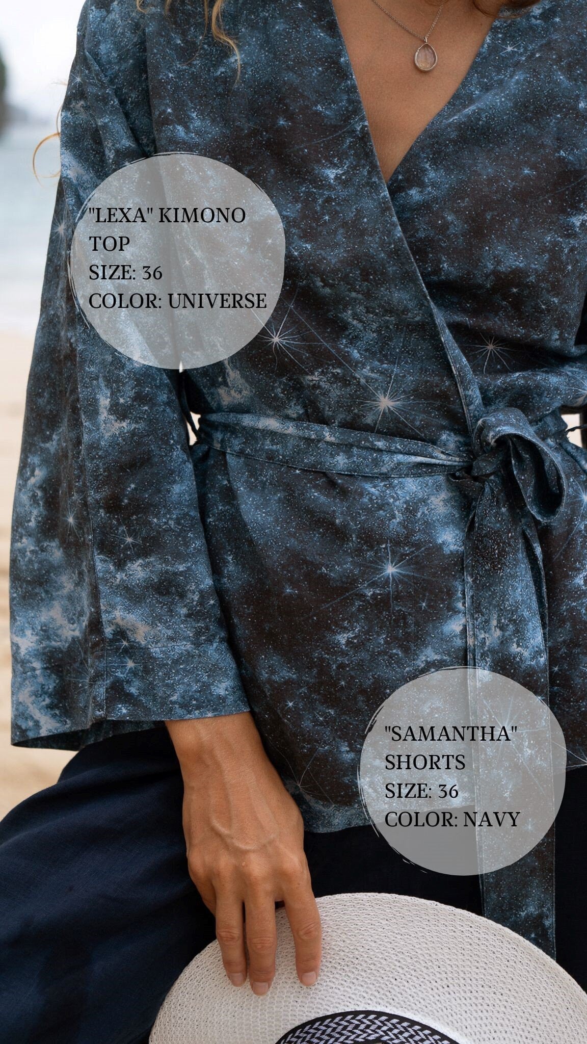 Cornflower linen kimono top Lexa Wide sleeves wrap blouse with tie Loose cropped sleeves linen wrap top Japanese kimono jacket