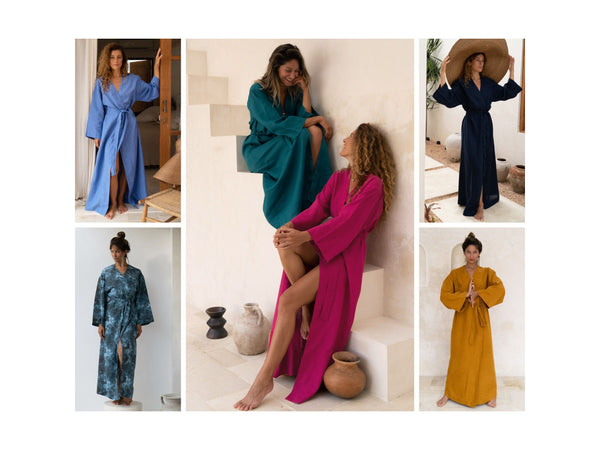 24 colors linen kimono maxi dress