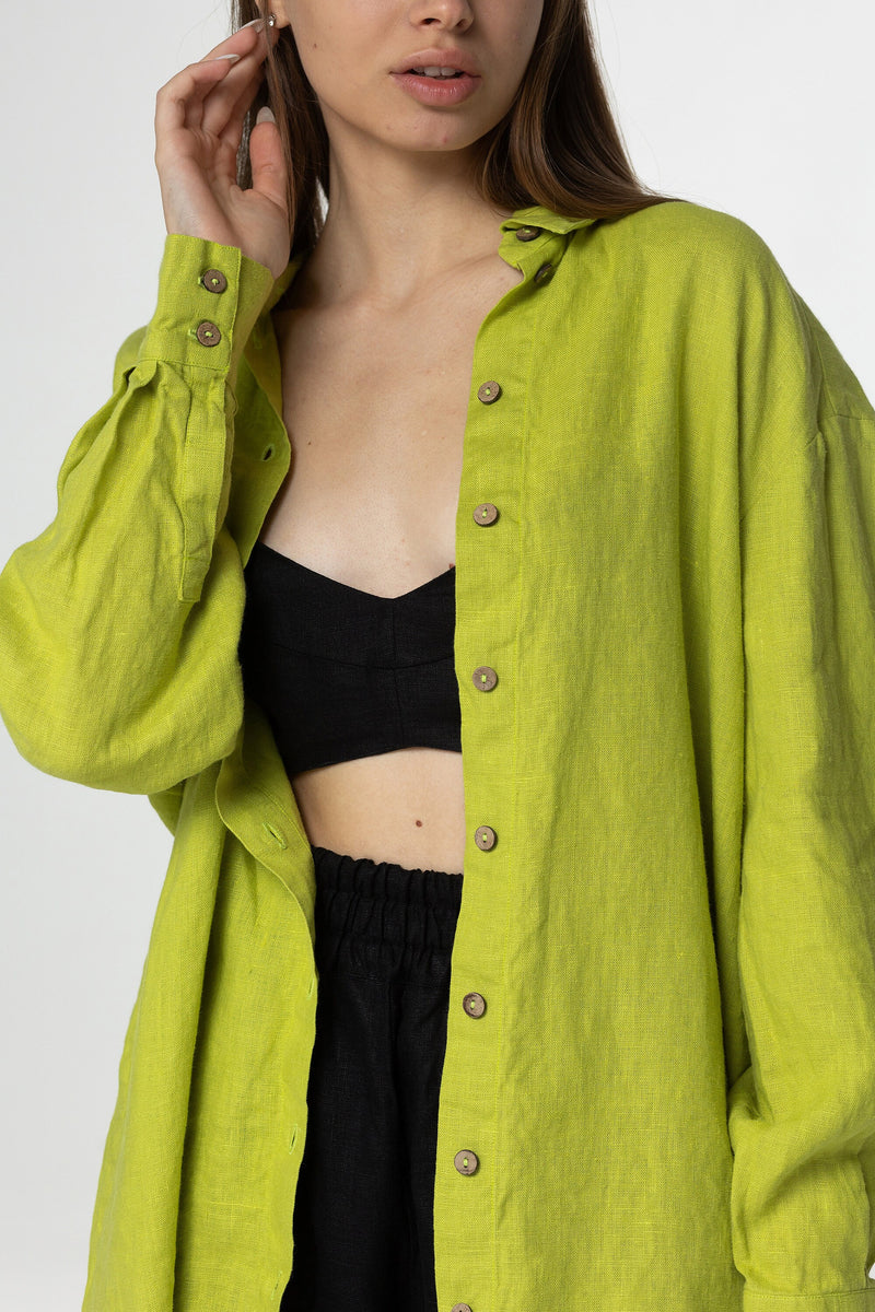 Lime long sleeve linen shirt