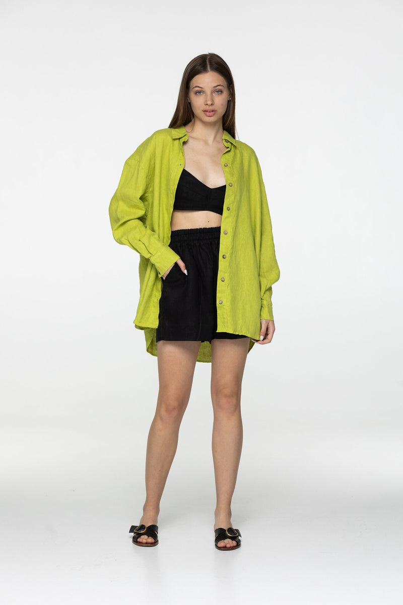 Lime long sleeve linen shirt
