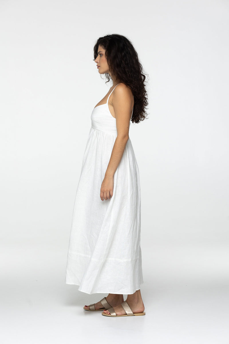 White linen maxi slip dress Jane Long strap cami dress Simple basic summer dress Minimalist casual pure linen dress Custom size