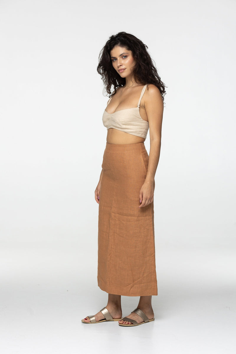 Oat linen strap crop top Tina Summer elegant bra blouse Open back bustier top Linen bralette Thin straps cami Organic flax Custom sizes