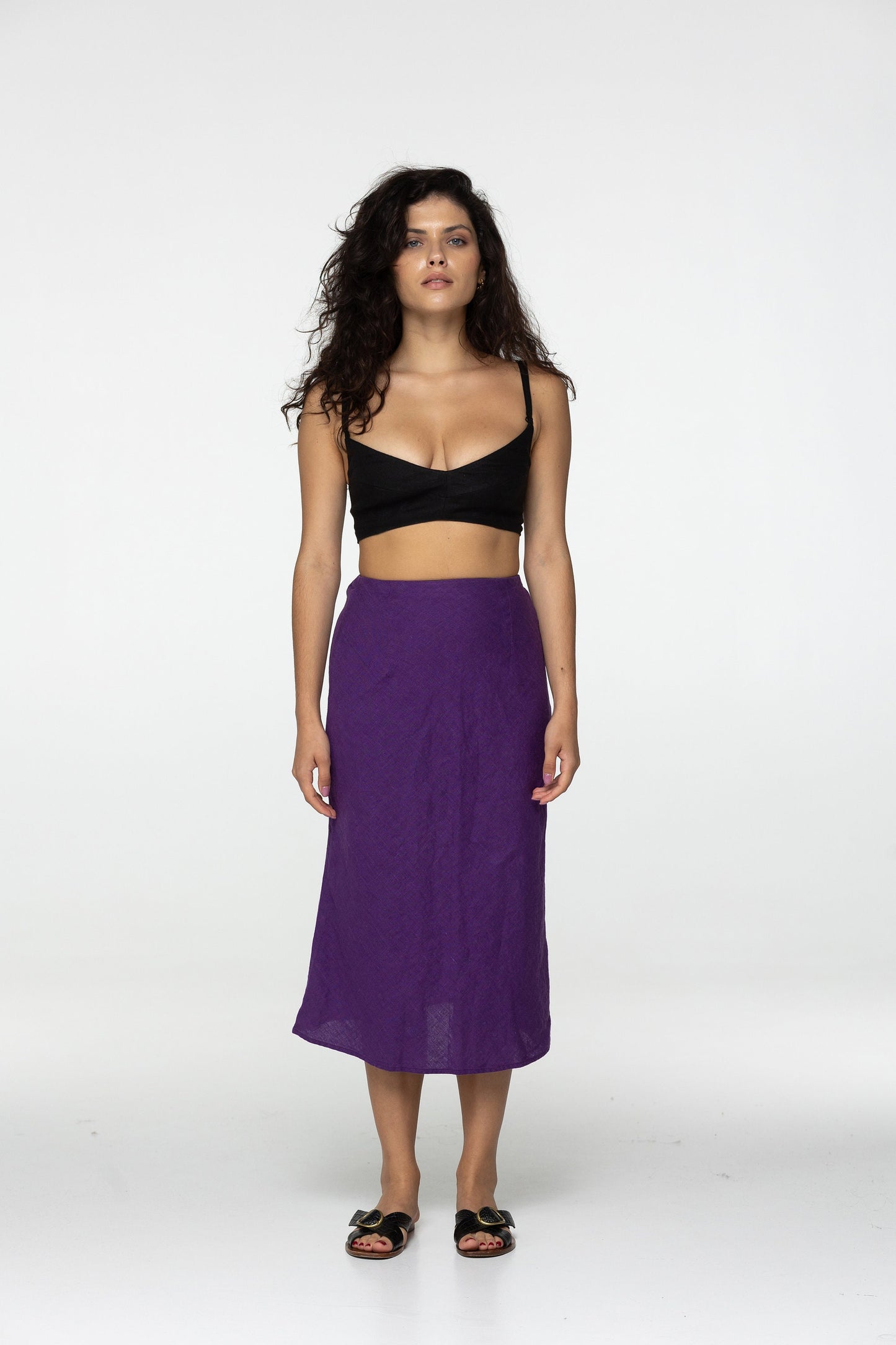 Black linen strap crop top Tina Summer elegant bra blouse Open back bustier top Linen bralette Thin straps cami Organic flax Custom sizes