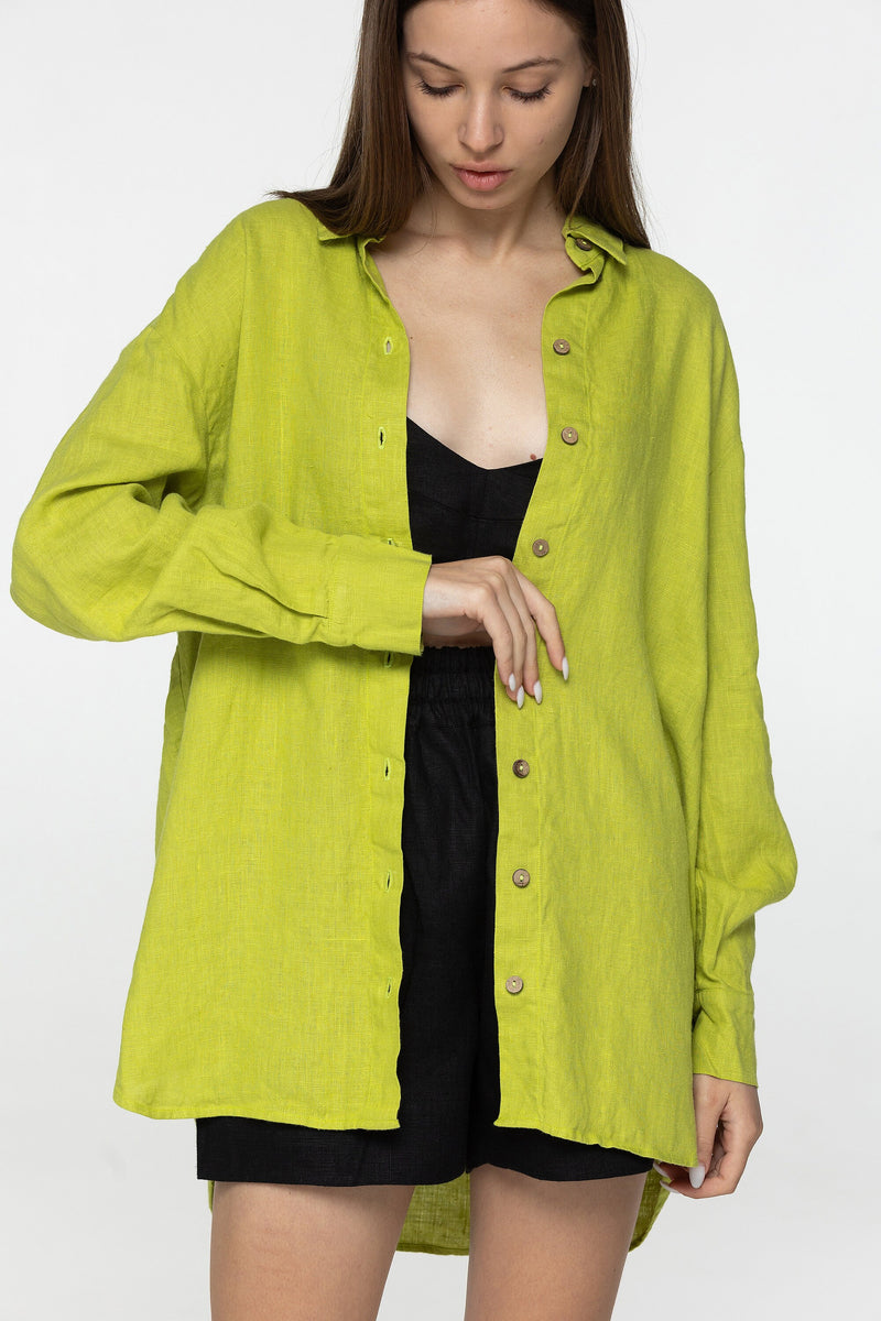 Lime long sleeve linen shirt