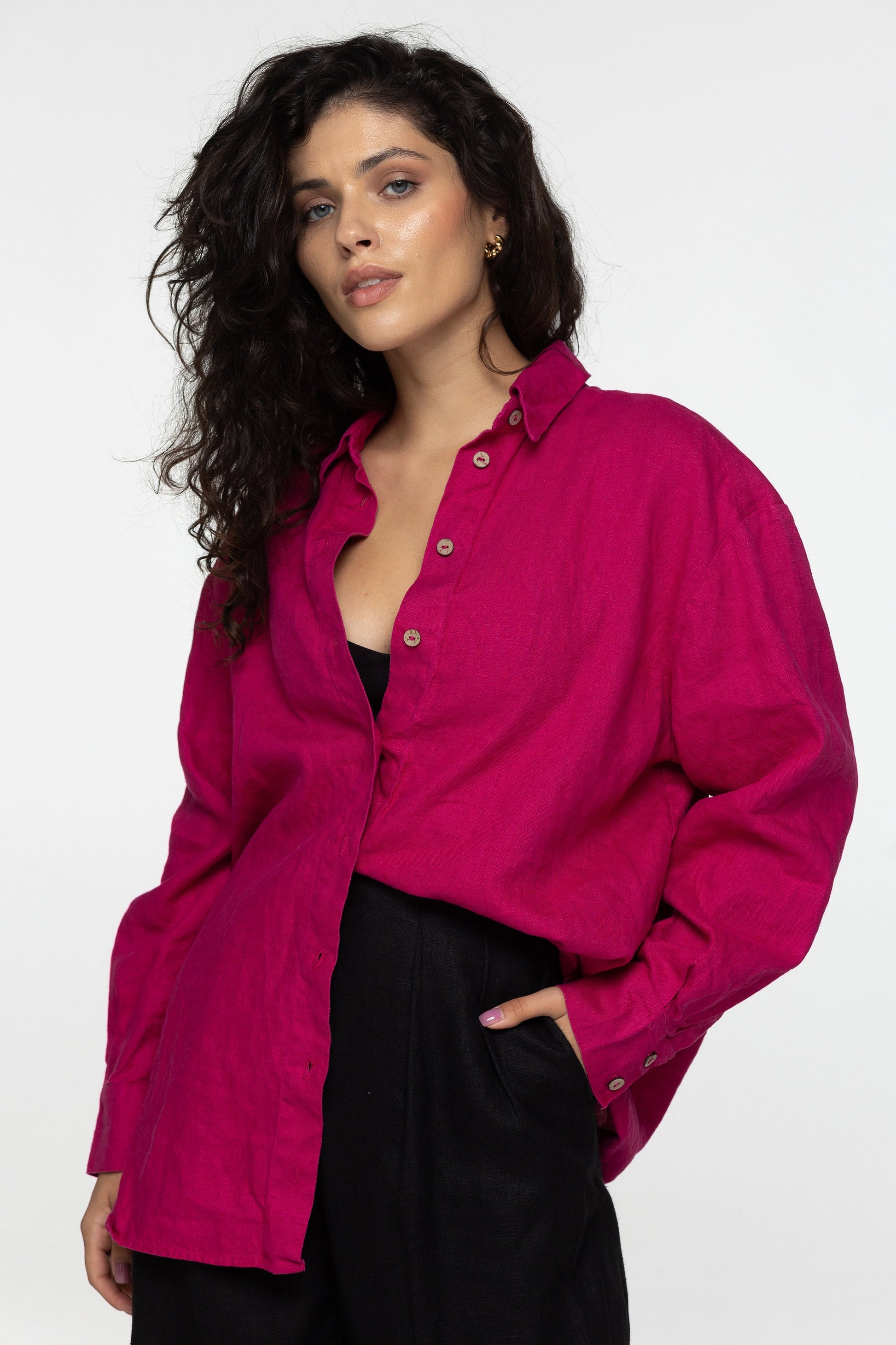 Black linen high waist pleated trouser pants Daria Classic office ігше linen pants with pockets and zipper Wide straight leg Custom sizes