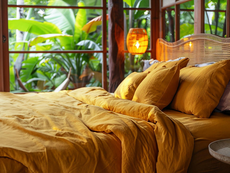 Marigold soft medium weight linen pillowcase Set of 2 stonewashed linen envelope pillow covers King Queen Standard Square pillow sham