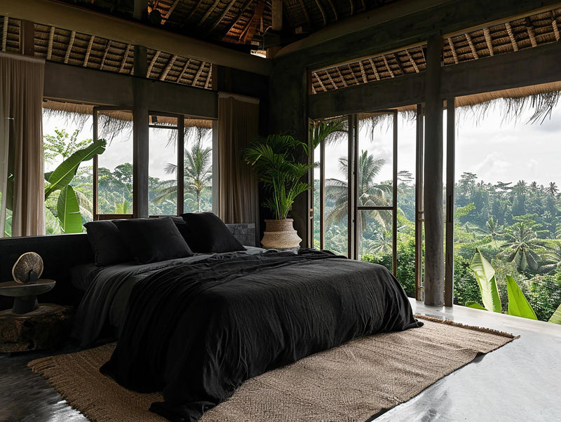Black soft medium weight linen pillowcase Set of 2 rustic stonewashed linen envelope pillow covers King Queen Standard Square pillow sham