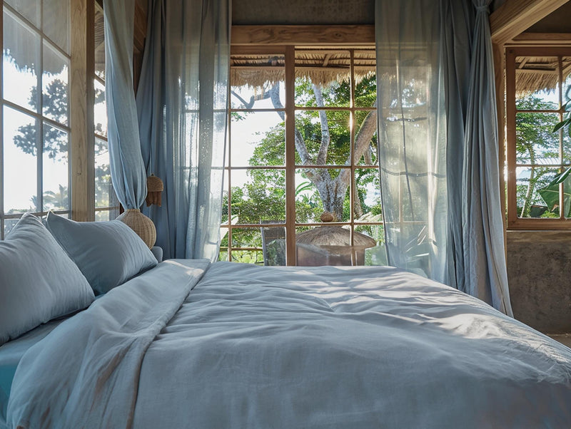 Ice soft medium weight linen bedding set duvet cover 2 pillowcases Rustic stonewashed linen comforter cover zipper King Queen duvet