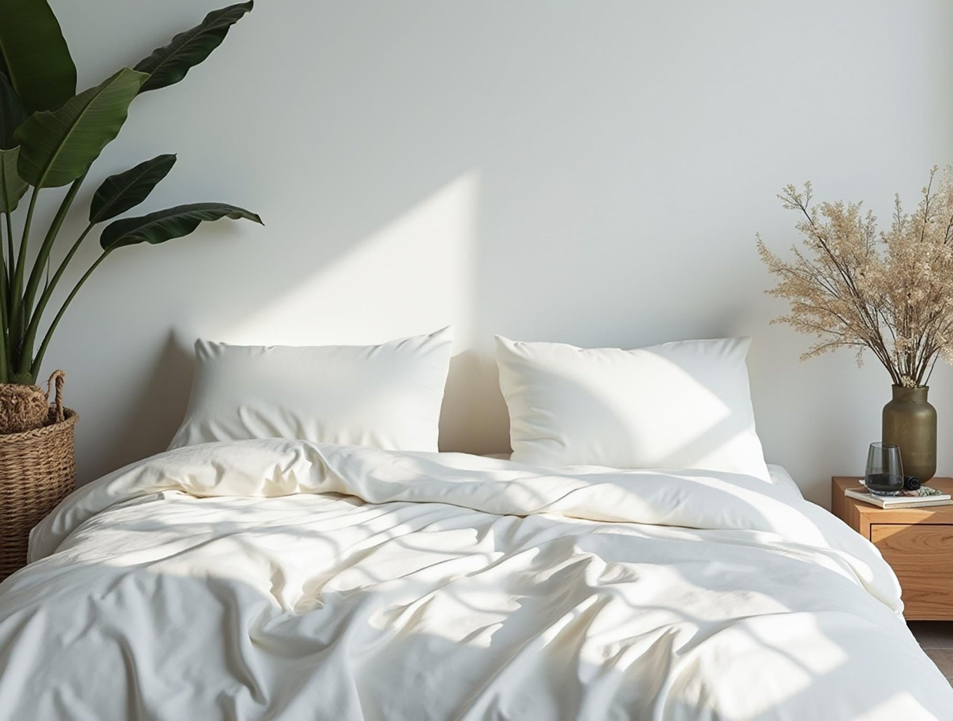 White satin bedding set