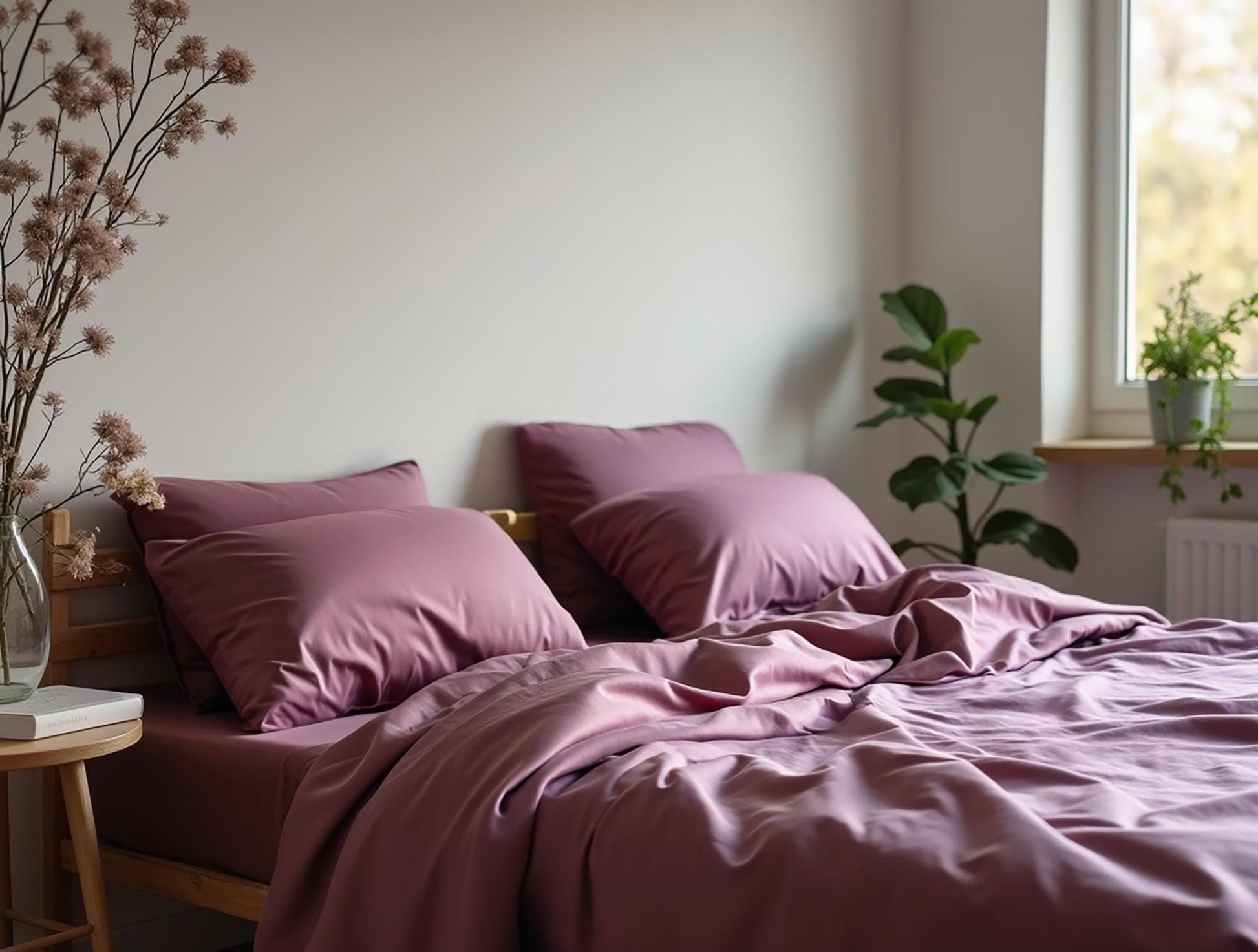 Wood rose satin bedding set