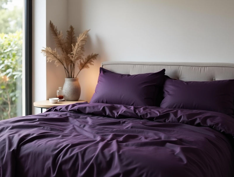 Deep purple satin bedding set