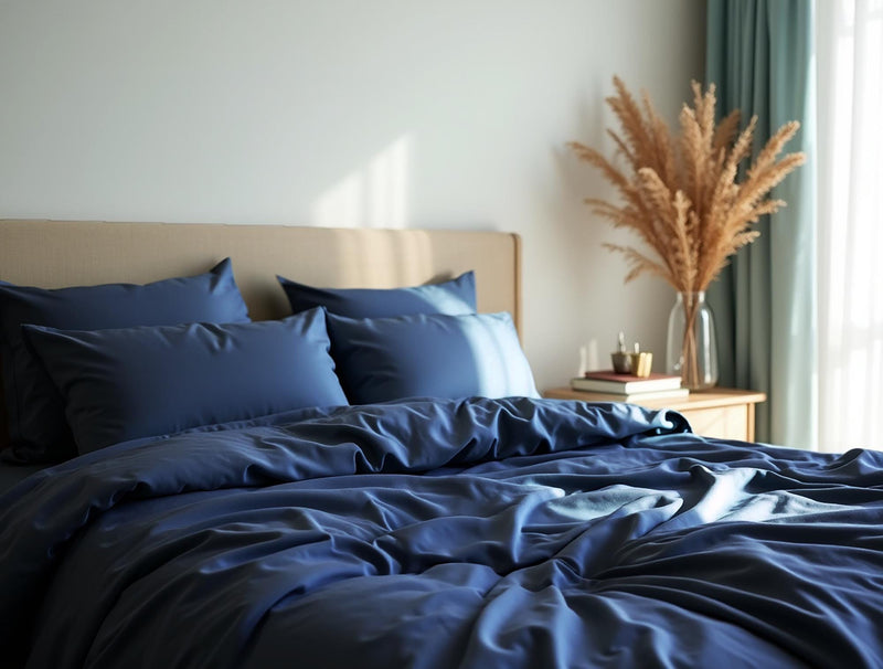 Dusty blue satin bedding set