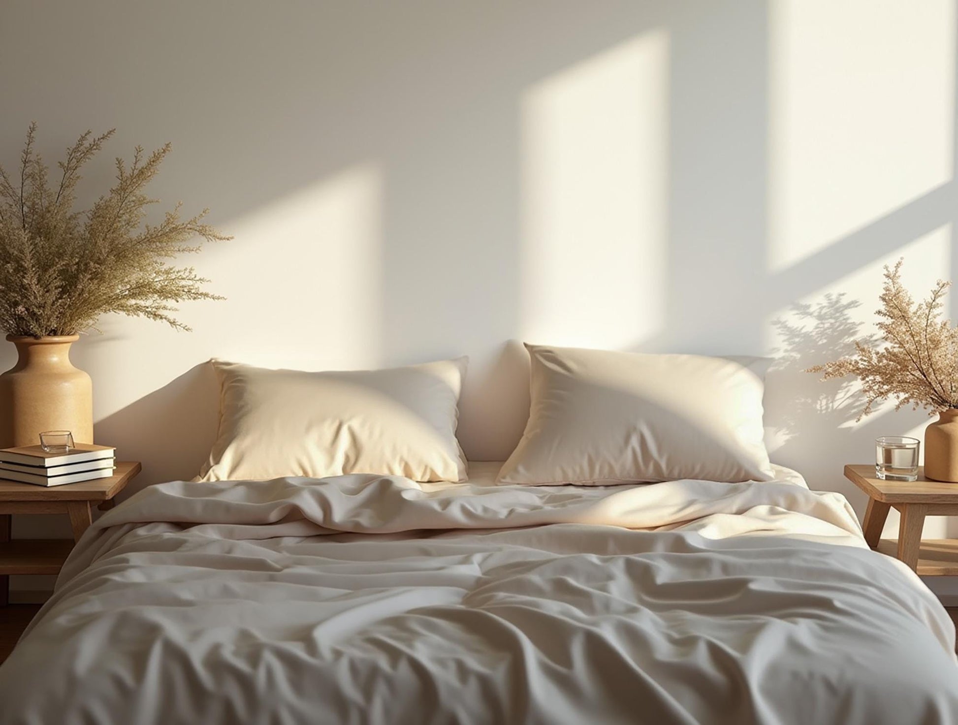 Beige satin bedding set