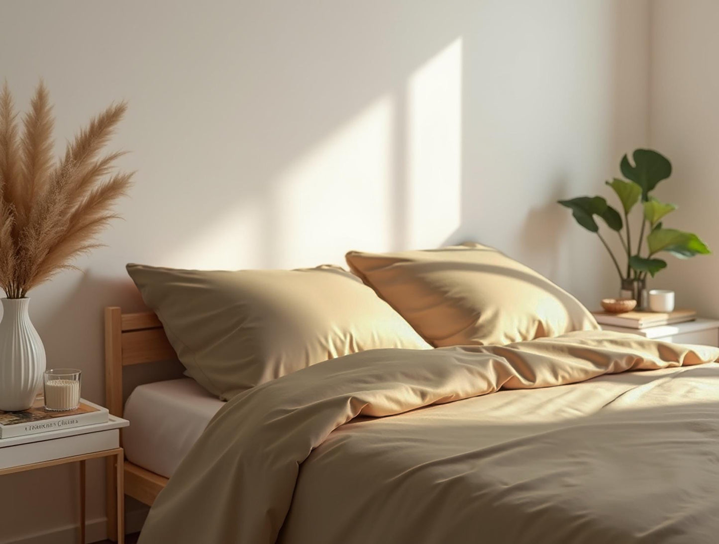 Caramel satin bedding set