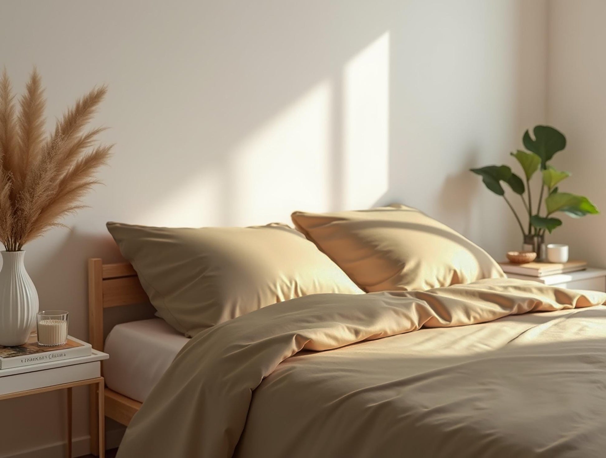 Caramel satin bedding set