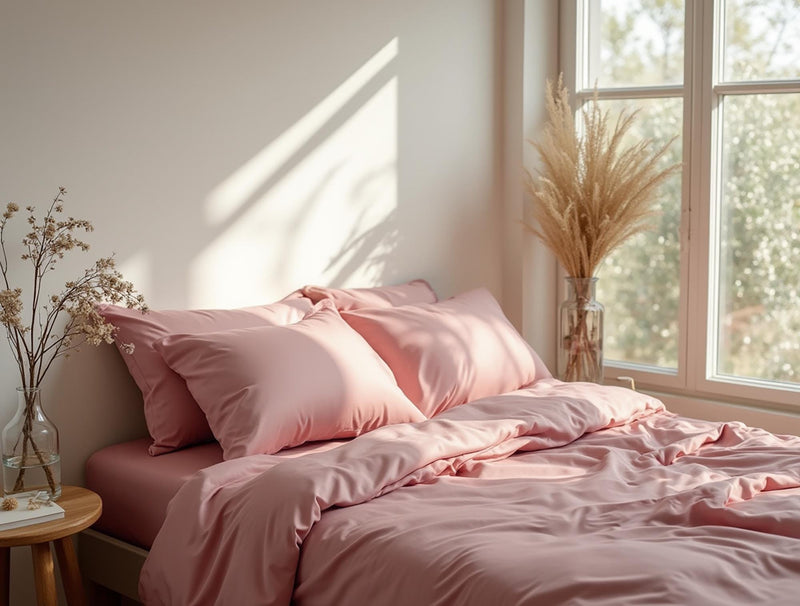 Dusty pink satin bedding set