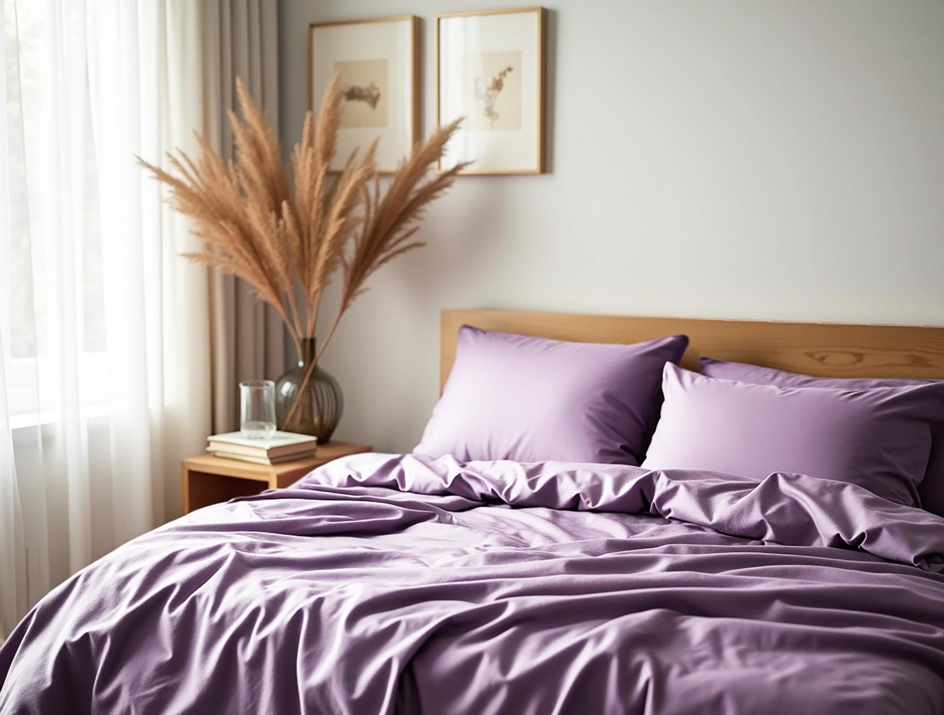 Lilac satin bedding set