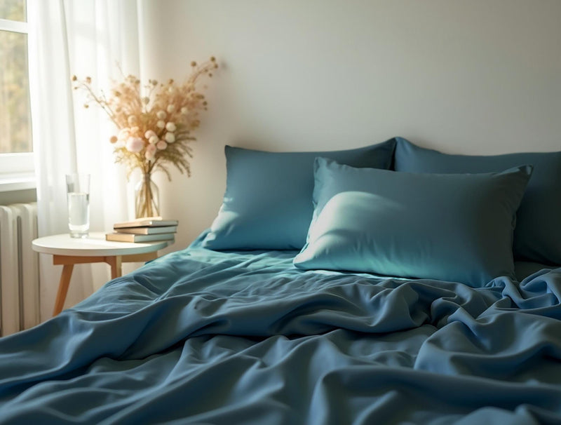 Dusty teal satin bedding set