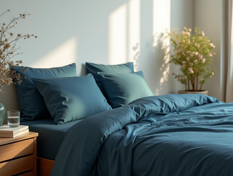 Dusty teal satin bedding set