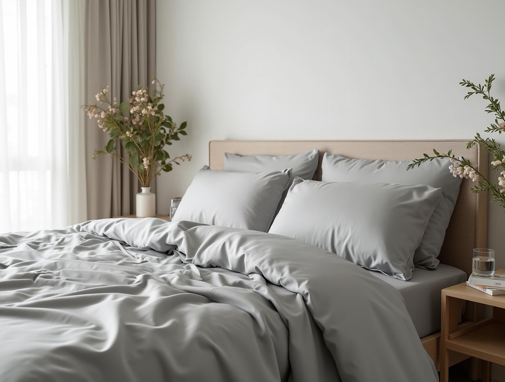 Light gray sateen duvet cover 1 Duvet cover Cotton satin duvet Comforter cover set