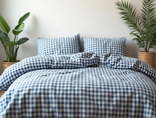 Navy Gingham Cotton 1 Duvet cover Checkered Comforter cover set Cozy Bedroom Decor Cotton duvet