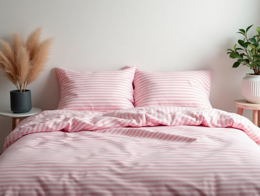Pink Stripe Cotton 1 Duvet cover Checkered Comforter cover set Cozy Bedroom Decor Cotton duvet