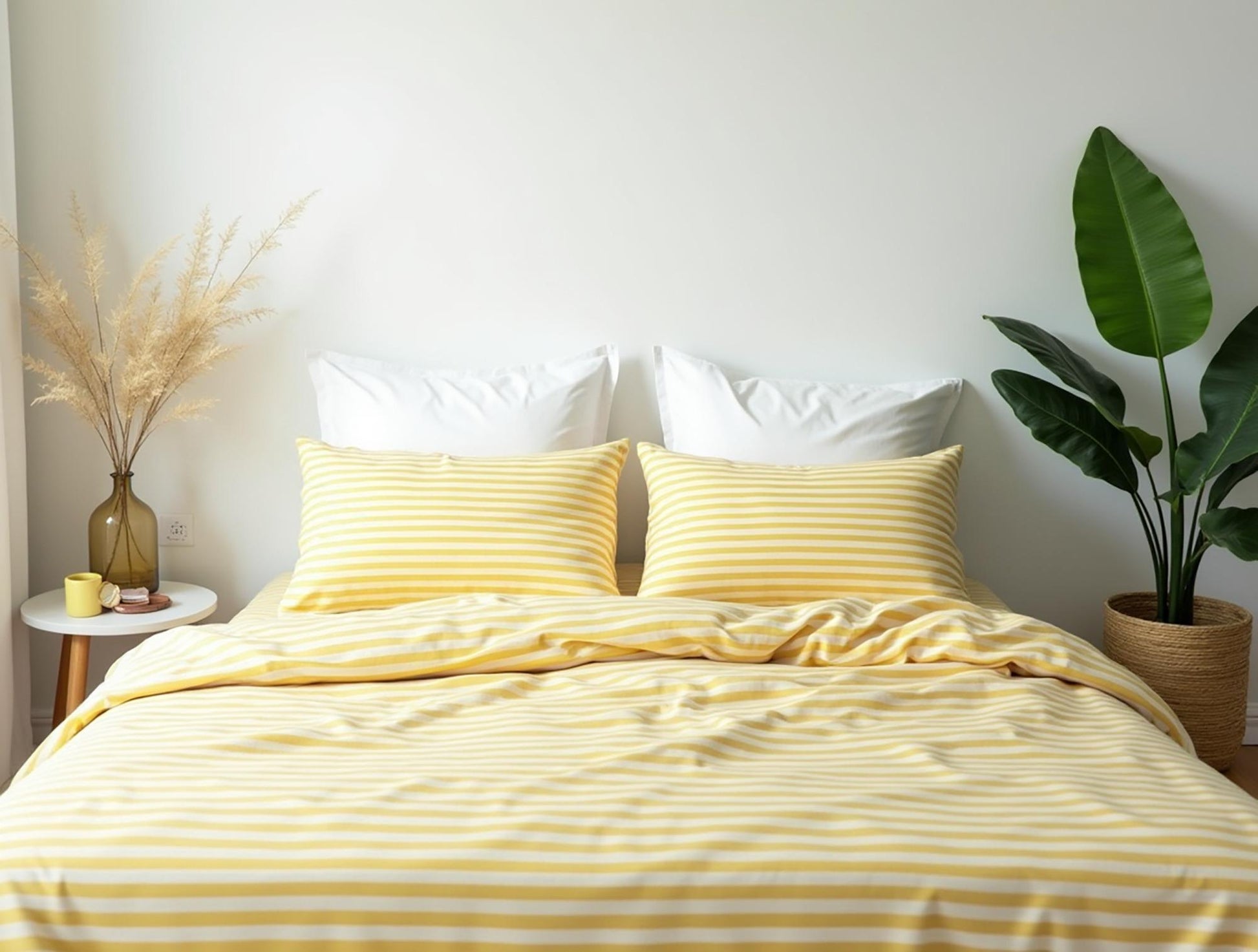 Yellow Stripe Cotton 1 Duvet cover Checkered Comforter cover set Cozy Bedroom Decor Cotton duvet