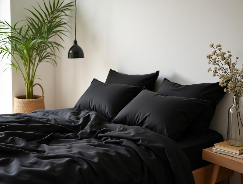 Black satin bedding set