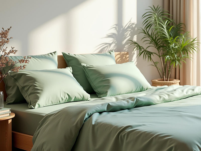 Sage satin bedding set