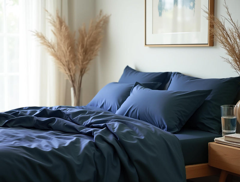 Dusty blue satin bedding set