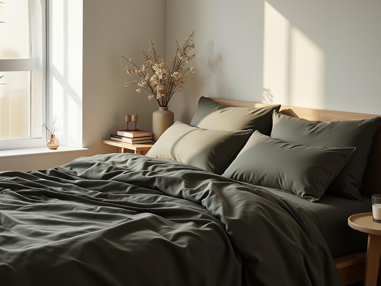 Taupe satin bedding set