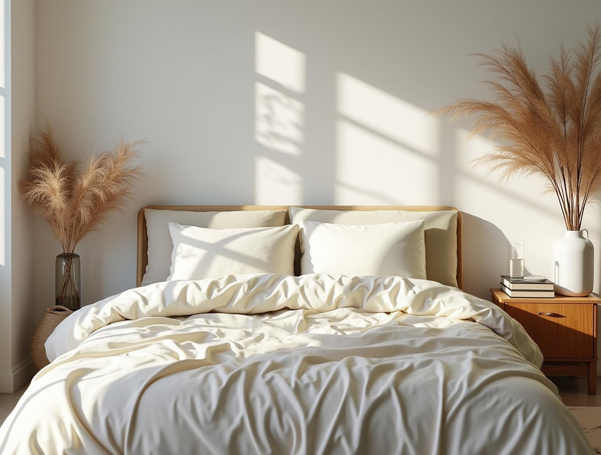 Ivory satin bedding set